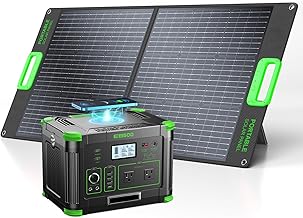 500W Solar Generator with 100W Foldable Solar Panel, Portable Power Station 500W AC Outlet, MC-4 Solar Battery Charger for Home Emergency, Camping, Road Trip, Van