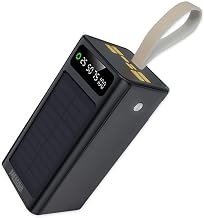 50000mAh Solar Power Bank, 22.5W Fast Charging, USB-C, Outdoor with Solar Panel &amp; LED Display, Portable Charger for Phones Tablets etc.
